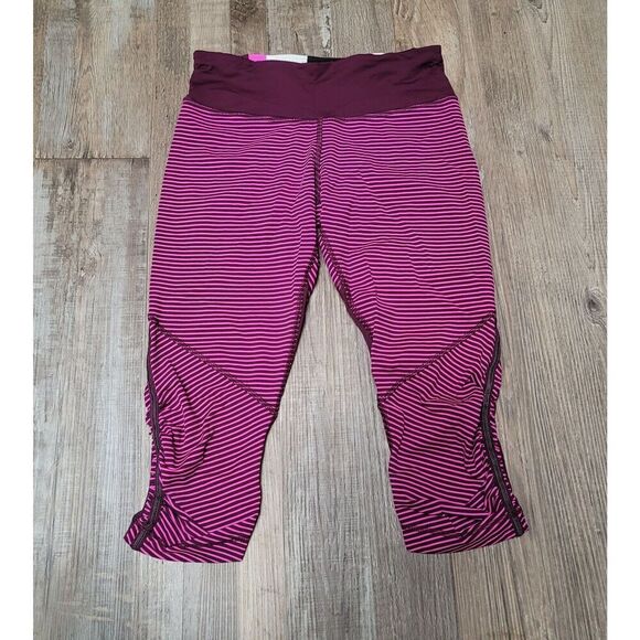 Lululemon Run For Your Life Crop Hyper Stripe Raspberry Glo Light Plum Pow Small - Picture 1 of 6
